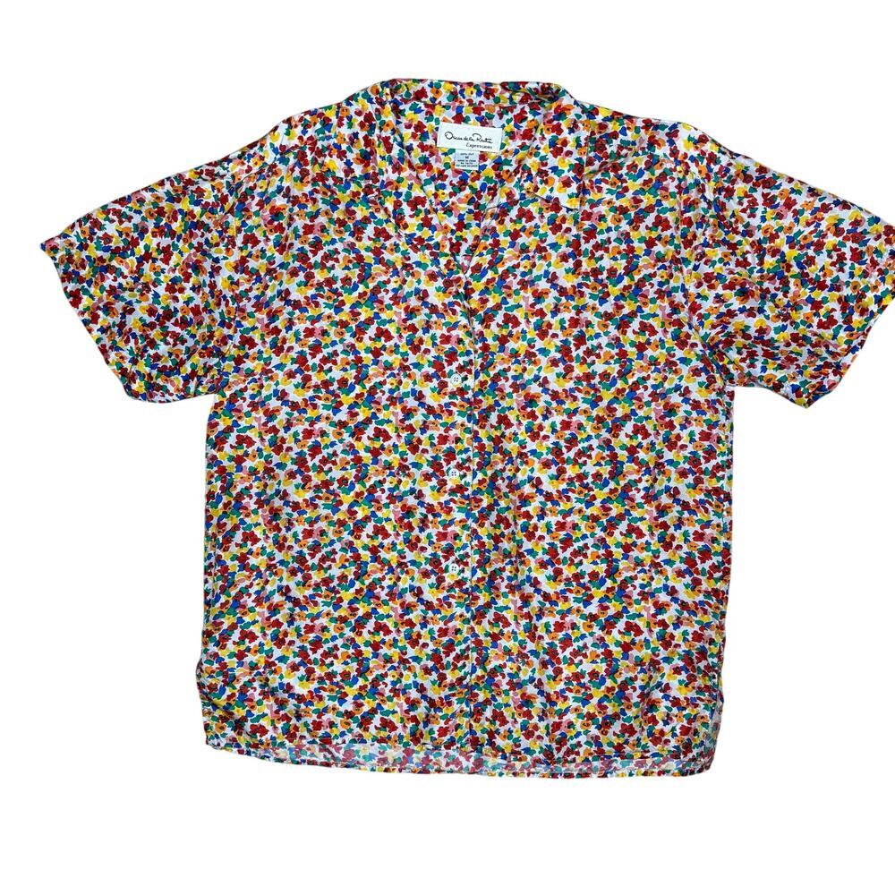 Oscar de la Renta Expressions 80s / 90s Silk Multicolor Print Pajama Set Medium - Picture 8 of 10